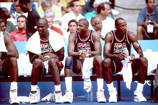 Michael Jordan in the Air Jordan 7 "Olympic"