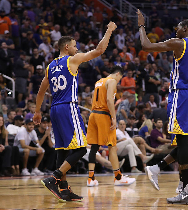 during the second half of the NBA game at Talking Stick Resort Arena on October 30, 2016 in Phoenix, Arizona. The Warriors defeated the Suns 106 -100. NOTE TO USER: User expressly acknowledges and agrees that, by downloading and or using this photograph, User is consenting to the terms and conditions of the Getty Images License Agreement.