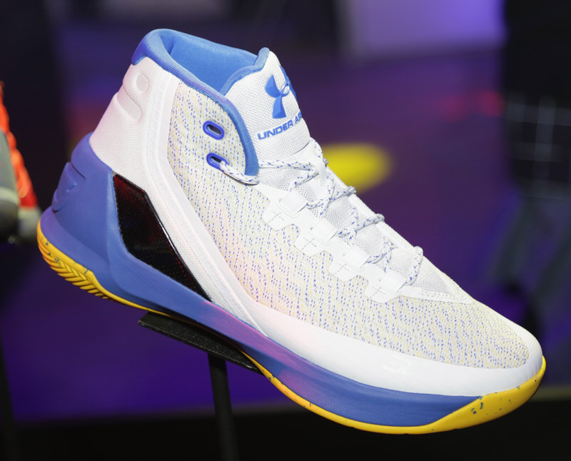 SAN FRANCISCO, CA - OCTOBER 22:  View of The Under Armour Curry 3 during the Under Armour Curry 3 Launch at Skylight Powerhouse on October 22, 2016 in the Bay Area, California.  (Photo by Jerritt Clark/Getty Images for Under Armour)