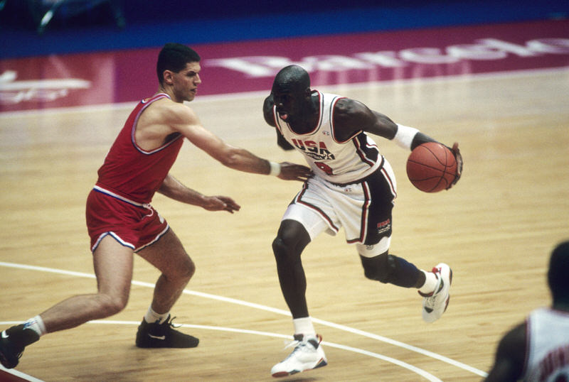 Michael Jordan in the Air Jordan 7 "Olympic"