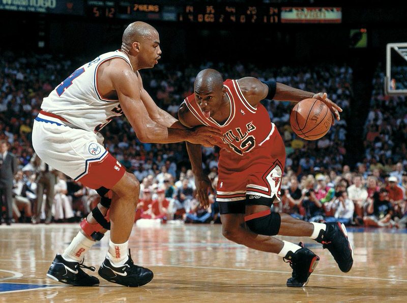 Michael Jordan wearing Black Infrared Air Jordan VI (6