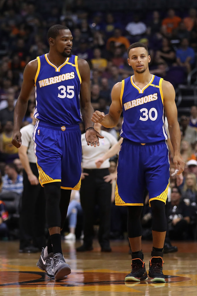 Kevin Durant in the Nike KD 9 & Stephen Curry in the Under Armour Curry 3 "Lights Out"