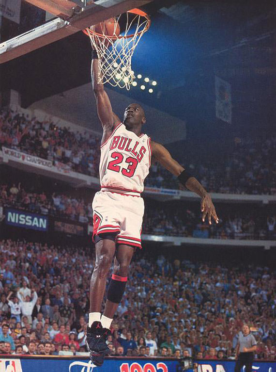 Michael Jordan in the Air Jordan 8 "Playoff"