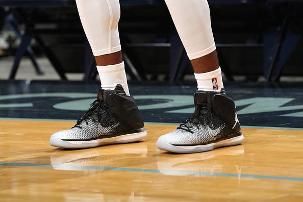 MEMPHIS, TN - OCTOBER 3: The sneakers of Mike Conley #11 of the Memphis Grizzlies before the game against the Orlando Magic during a preseason game on October 3, 2016 at FedExForum in Memphis, Tennessee. NOTE TO USER: User expressly acknowledges and agrees that, by downloading and or using this photograph, User is consenting to the terms and conditions of the Getty Images License Agreement. Mandatory Copyright Notice: Copyright 2016 NBAE (Photo by Joe Murphy/NBAE via Getty Images)