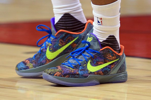 TORONTO, ON - OCTOBER 31: The shoes belonging to DeMar DeRozan #10 of the Toronto Raptors during the first half of an NBA game against the Denver Nuggets at Air Canada Centre on October 31, 2016 in Toronto, Canada. NOTE TO USER: User expressly acknowledges and agrees that, by downloading and or using this photograph, User is consenting to the terms and conditions of the Getty Images License Agreement. (Photo by Vaughn Ridley/Getty Images)