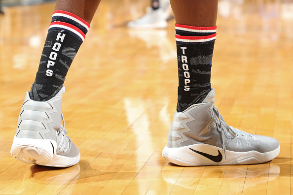 MEMPHIS, TN - NOVEMBER 6: The shoes of Zach Randolph #50 of the Memphis Grizzlies during the game against the Portland Trail Blazers on November 6, 2016 at FedExForum in Memphis, Tennessee. NOTE TO USER: User expressly acknowledges and agrees that, by downloading and or using this photograph, User is consenting to the terms and conditions of the Getty Images License Agreement. Mandatory Copyright Notice: Copyright 2016 NBAE (Photo by Joe Murphy/NBAE via Getty Images)