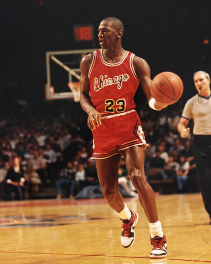 Michael Jordan in the Air Jordan 1 "Black Toe"