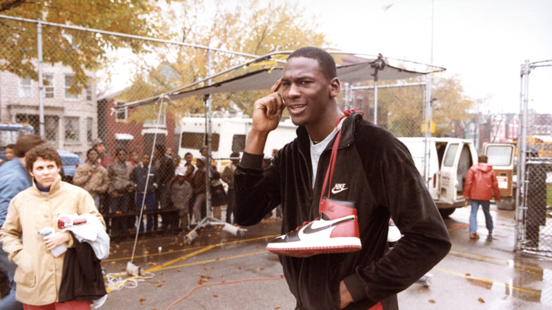 Michael Jordan with the Air Jordan 1 "Black Toe"