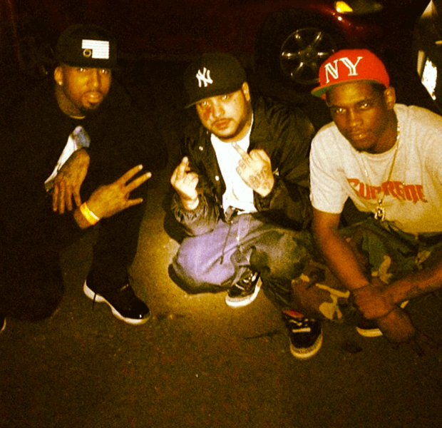 A$AP Yams in the Air Jordan 3 Black/Cement with Wilson Chandler & A$AP Nast