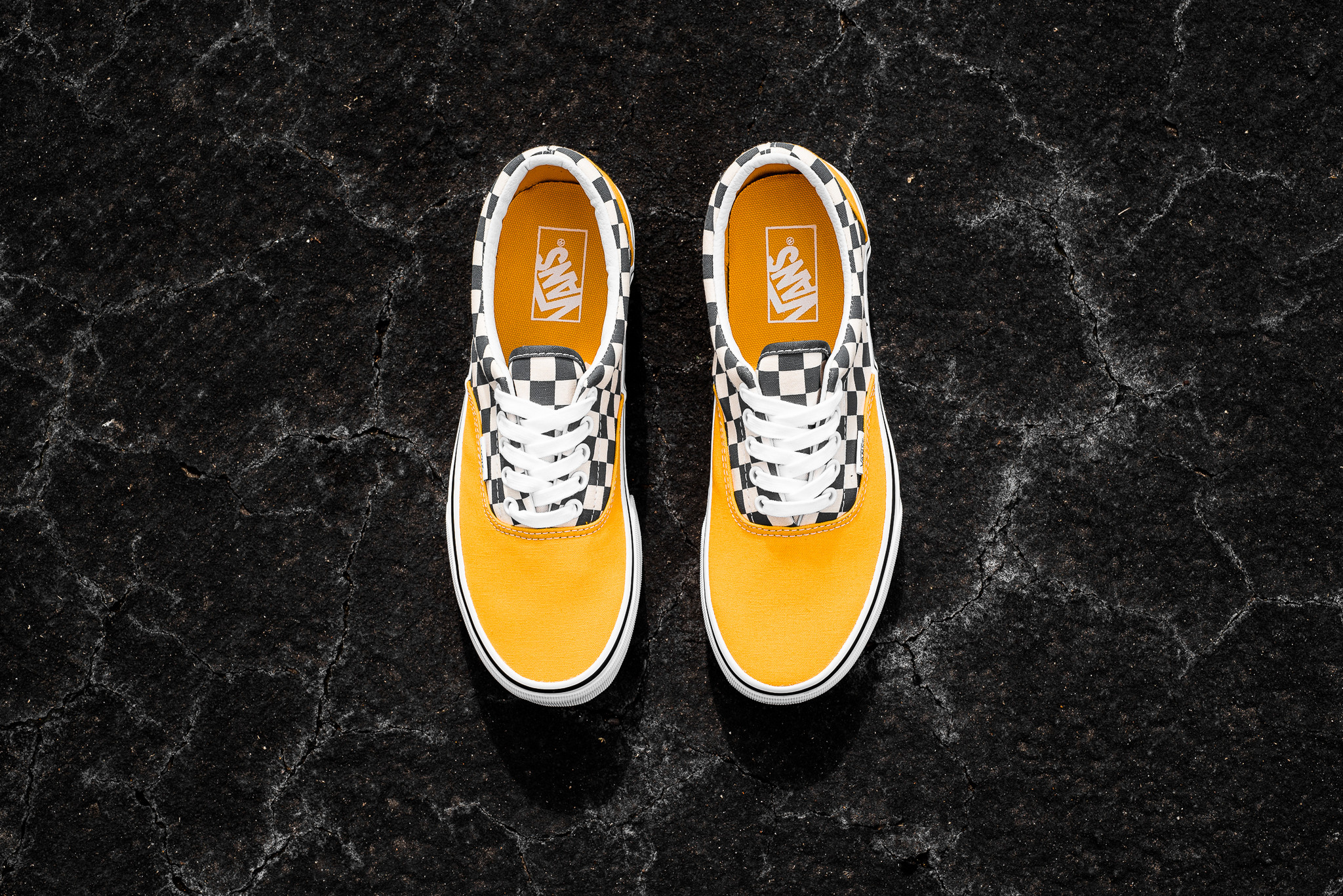 vans era 2 tone checkered yellow 