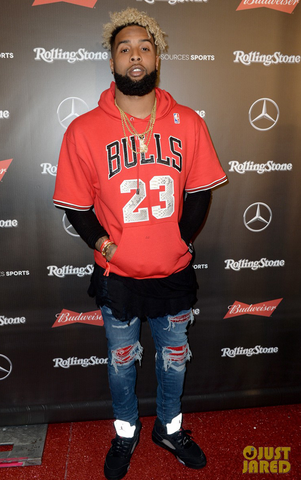 Odell Beckham Jr. in the Air Jordan 5 Black/Silver