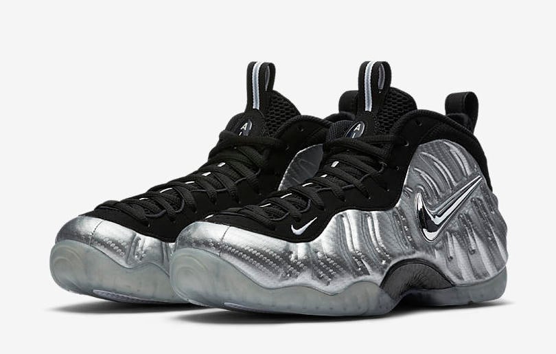 silver and white foamposites