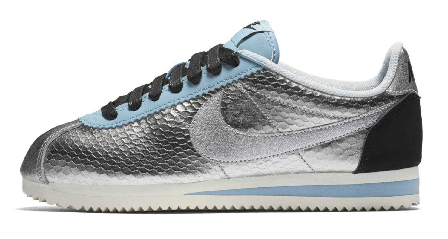 nike cortez silver metallic