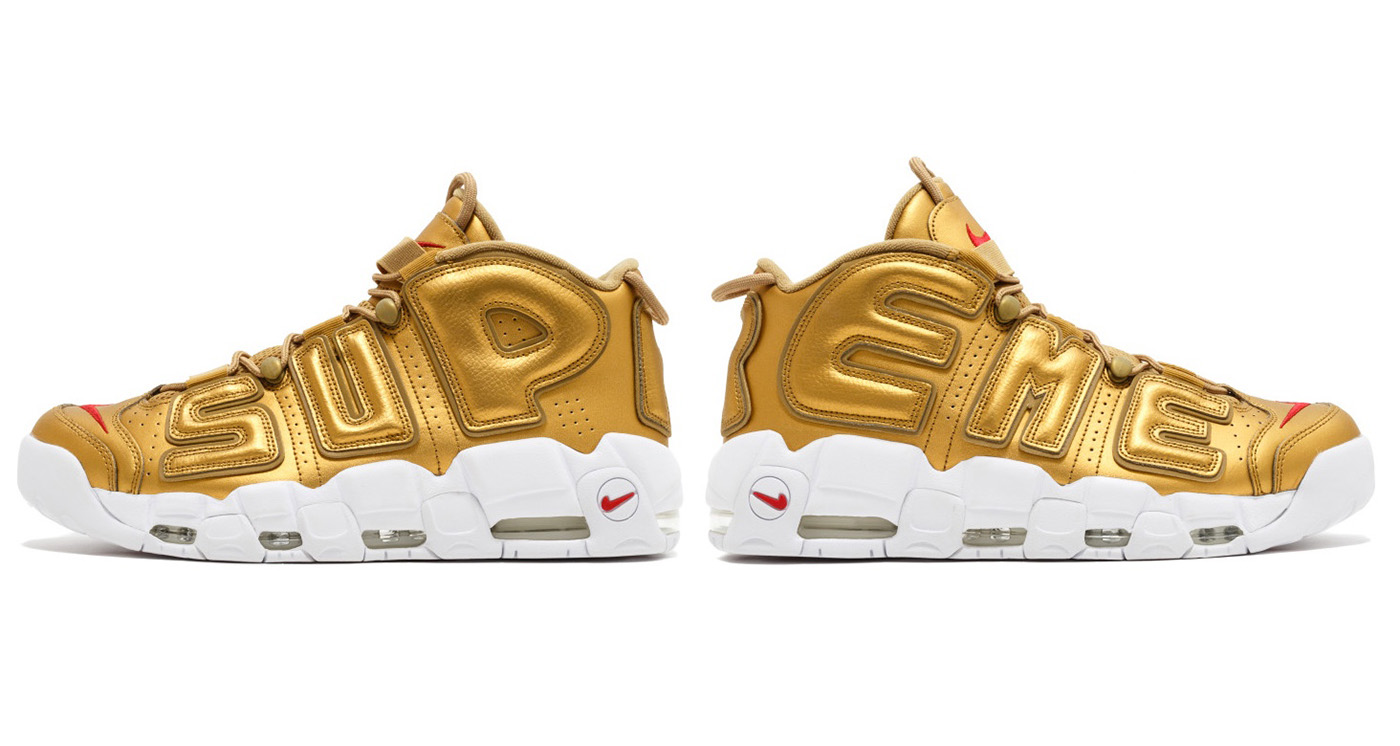 Best Look Yet at the Supreme x Nike Air More Uptempo "Gold" | Nice Kicks