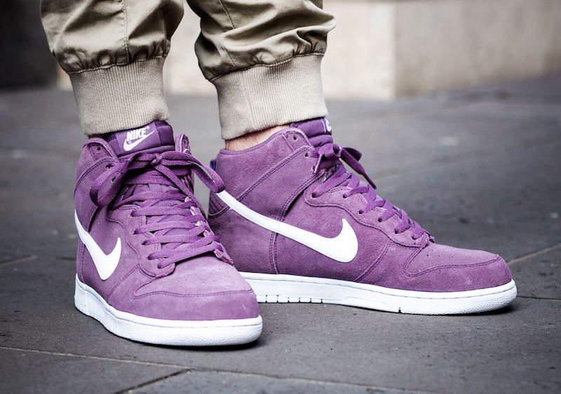 purple and white nike dunks