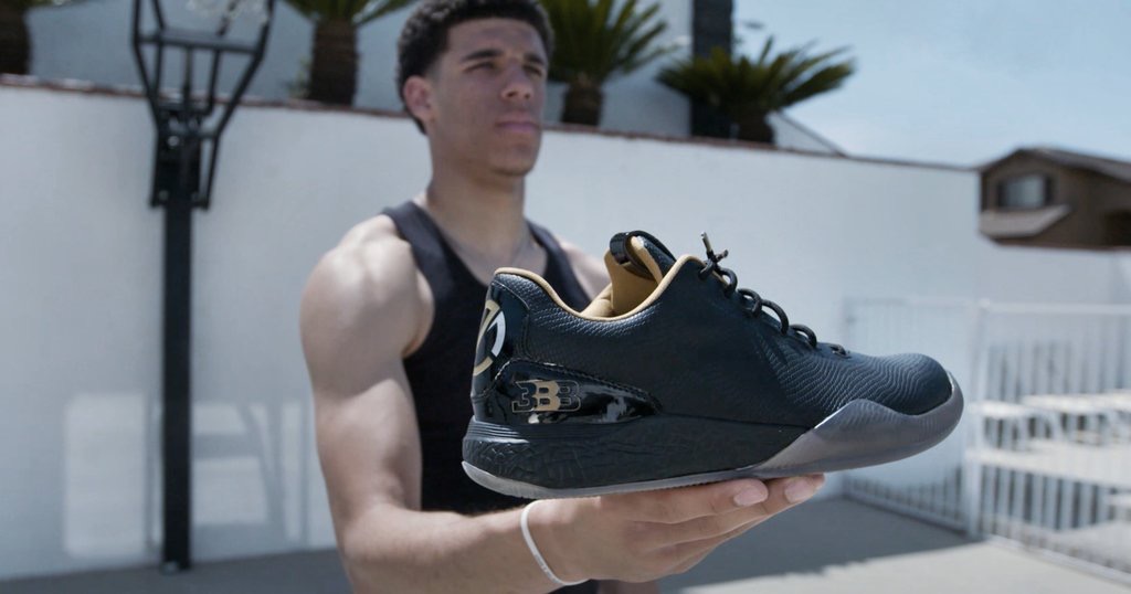 Lonzo Ball holding the ZO2 Prime by Big Baller Brand