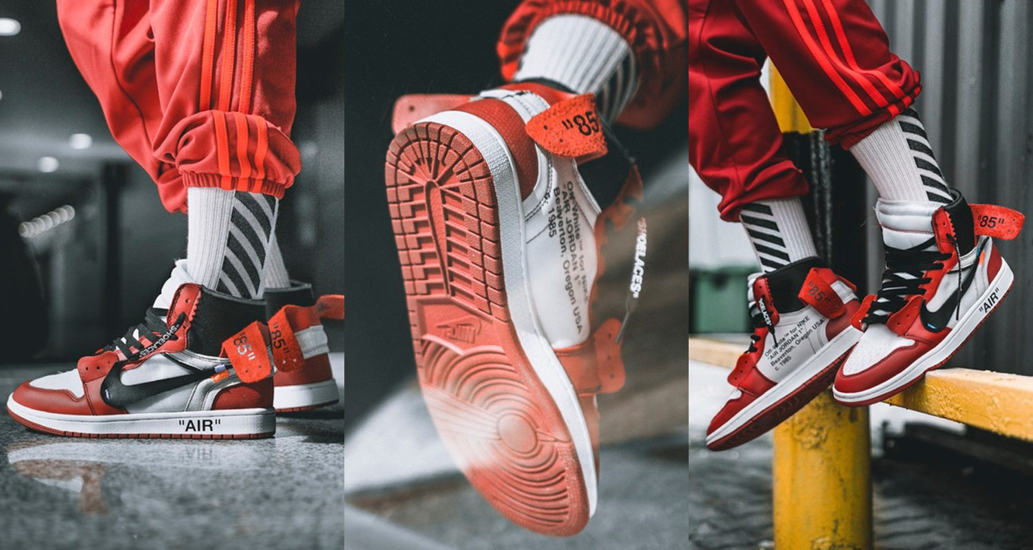 Nike off white jordan 1 on feet hot sale