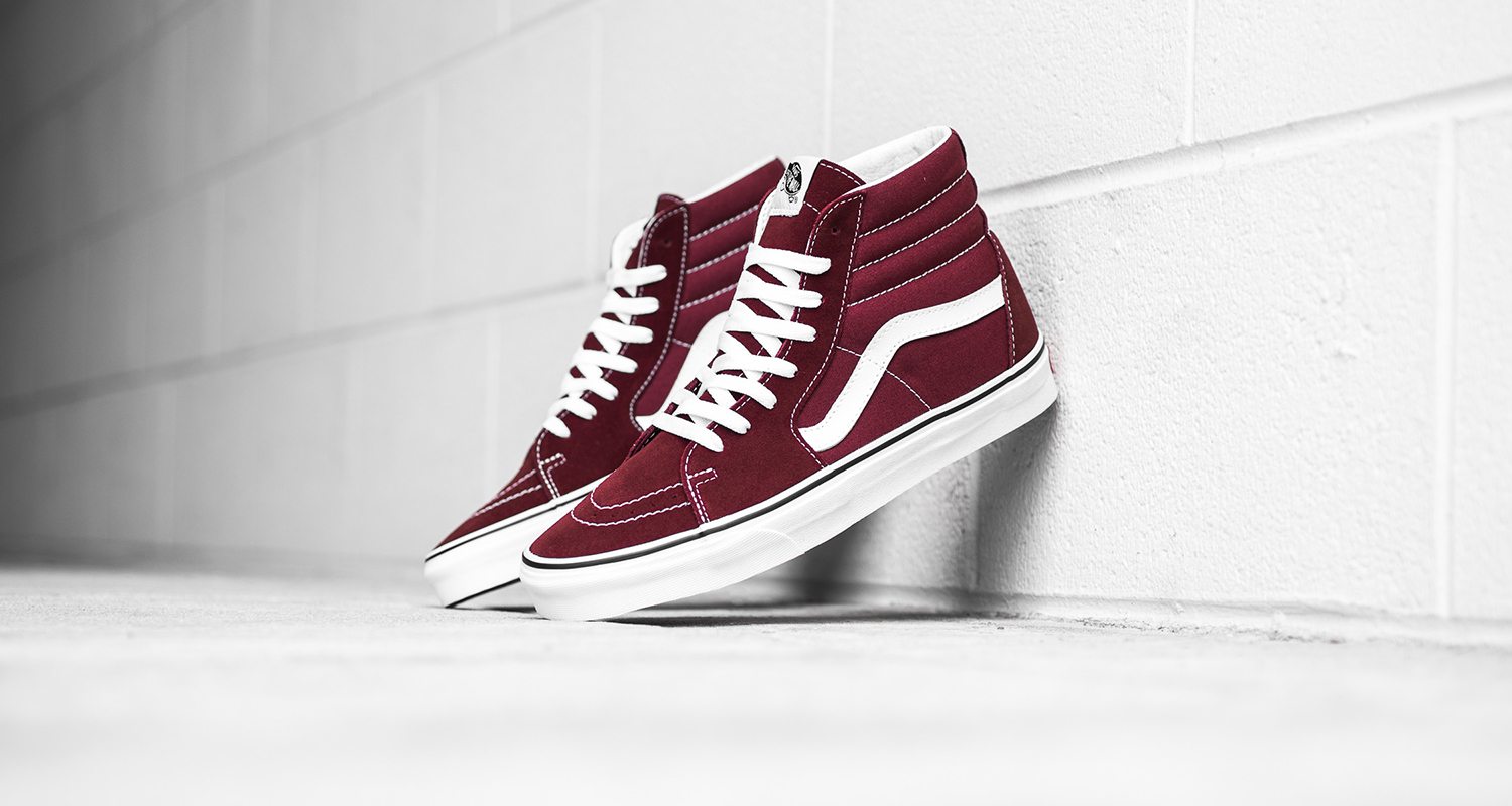 vans sk8 hi womens burgundy