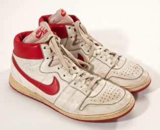 Nike Air Ship in White/Red game worn and autographed by Michael Jordan