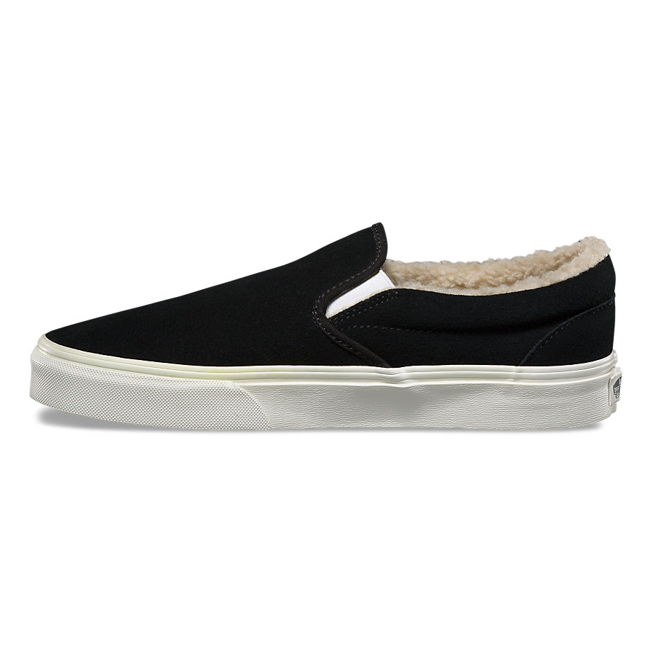 suede fleece slip on vans