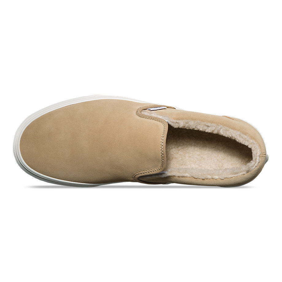 vans suede fleece slip on