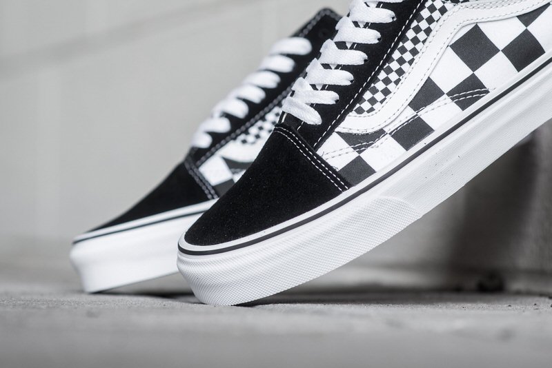 vans black & white old skool mix checker trainers