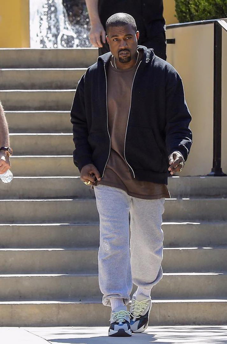 kanye wearing yeezy 700