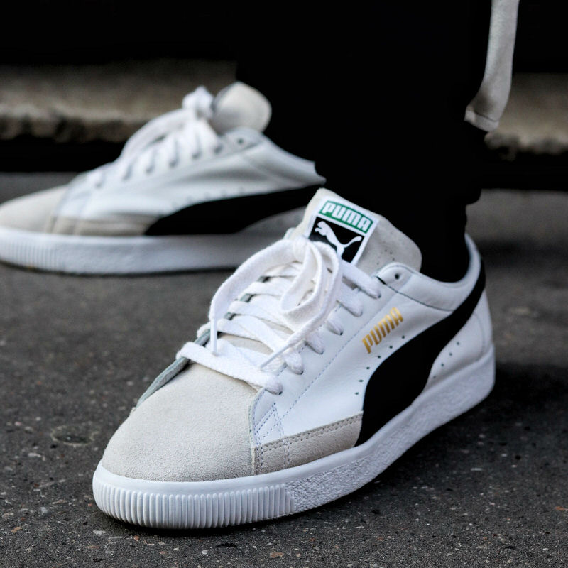 puma basket black white