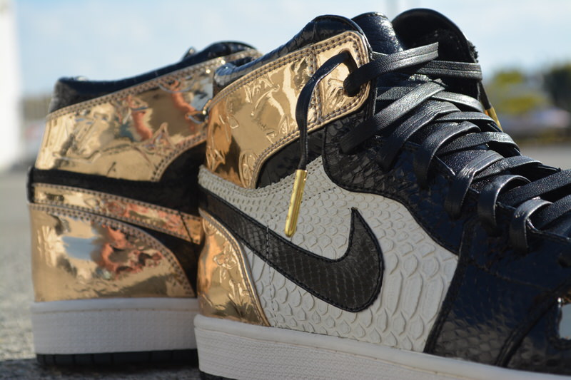Gold Mirror Louis Vuitton Bag Transforms Custom Air Jordan 1 Nice Kicks