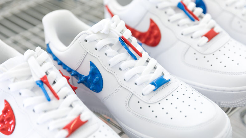 red and blue air force 1 custom