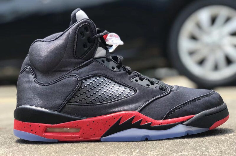 black and red jordan 5's