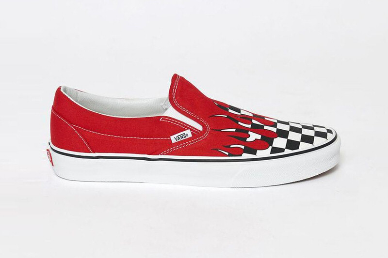 checkerboard vans with flames