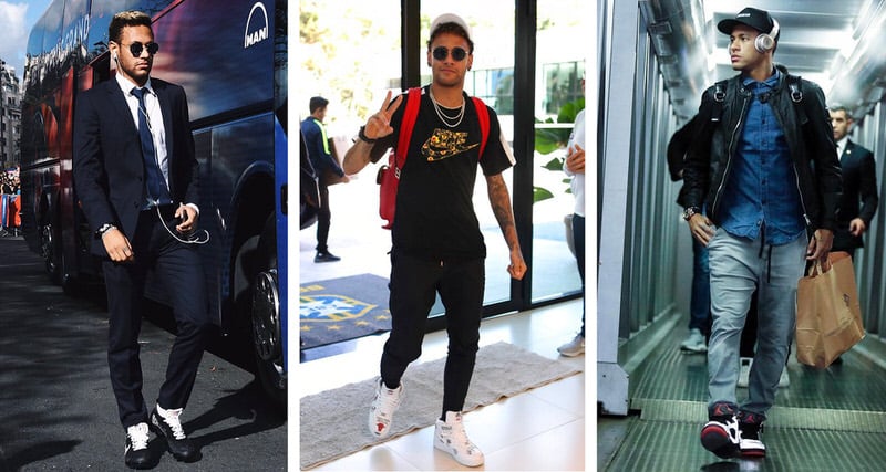 Neymar wearing a casual street style outfit
