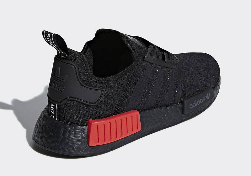 nmd all black with red