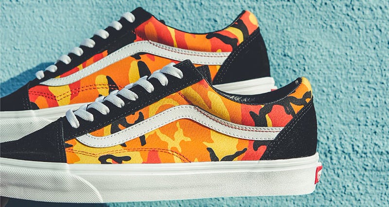 vans old skool pop camo orange sneaker