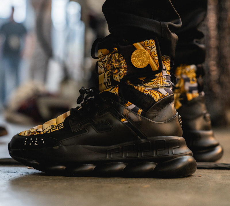 Styled: VERSACE Chain Reaction Sneaker  HBX - Globally Curated Fashion and  Lifestyle by Hypebeast