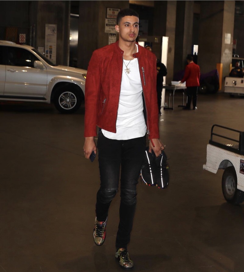 Kyle Kuzma's edgy pregame fits include leather, oversized sweaters