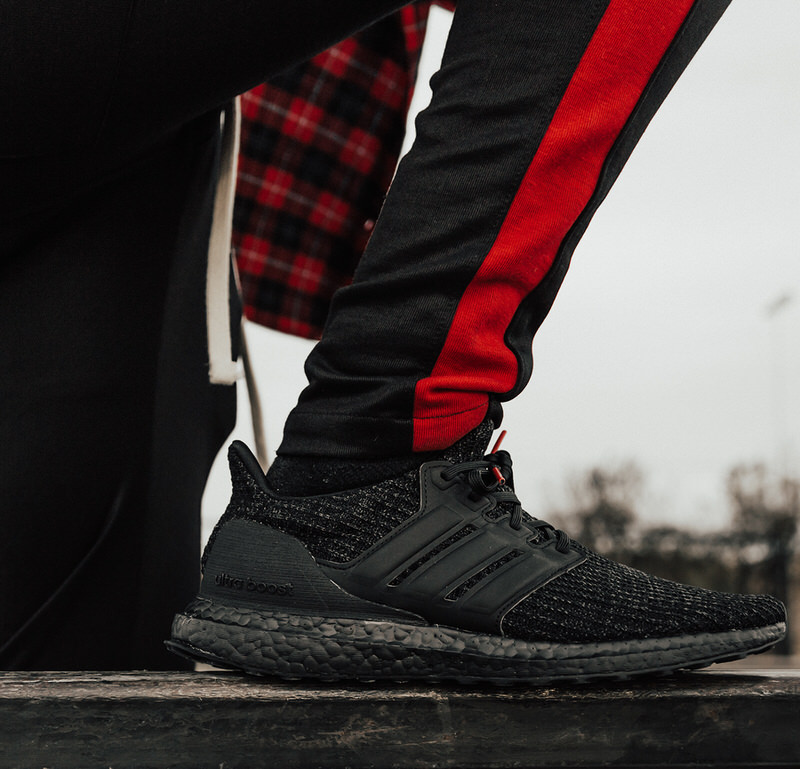 ultra boost black and red