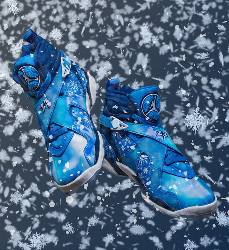 blue jordans with snowflakes