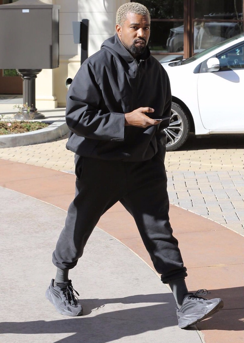 kanye west in yeezy 700