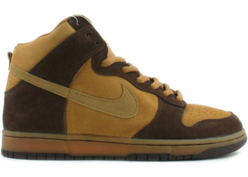 olive green nike dunks with organge inside