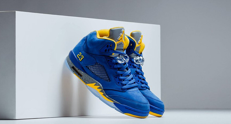 jordan retro 5 blue yellow