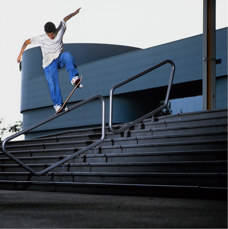 Paul Rodriguez with a frontside nose grind in the Cali Dunk Low.