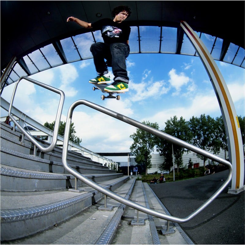 Omar Salazar with a backside lipslide in the Buck Dunk Lows.