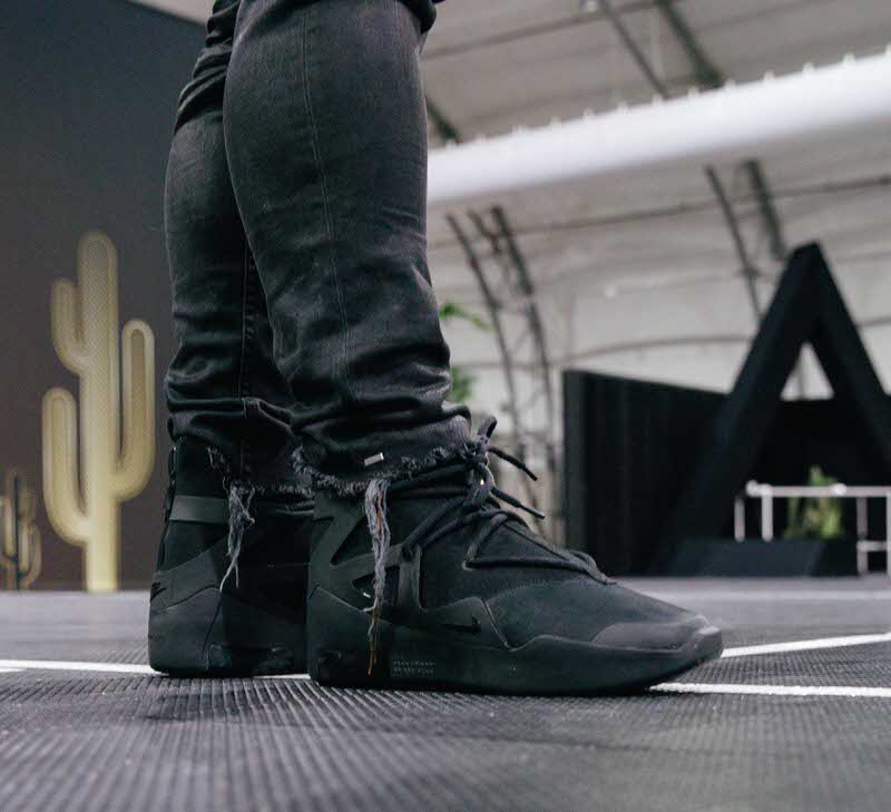 air fear of god 1 triple black on feet