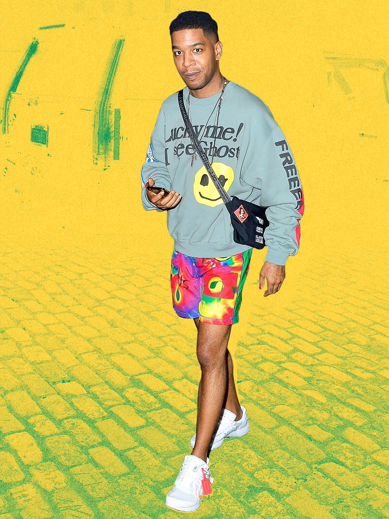 Kid Cudi on his way to the Kids See Ghosts SNL performance wearing Cactus Plant Flea Market merch.