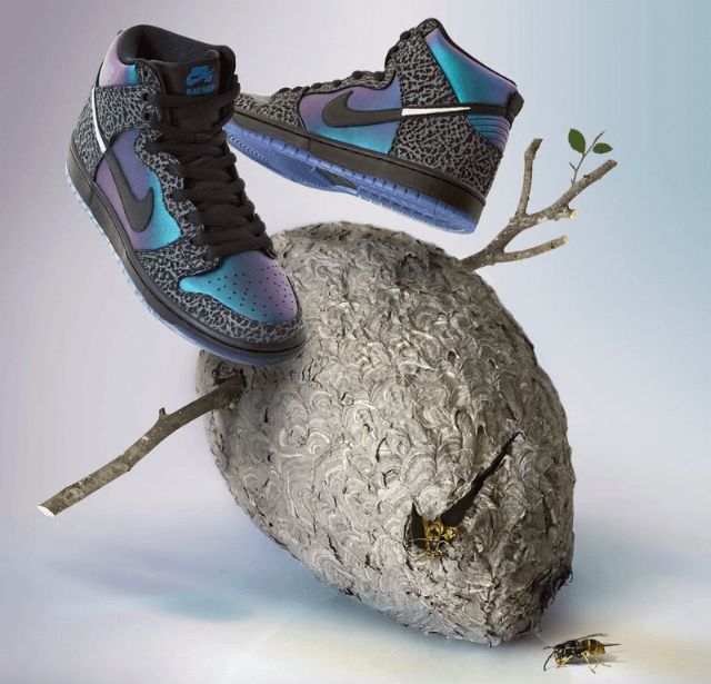 nike sb dunk high black hornet