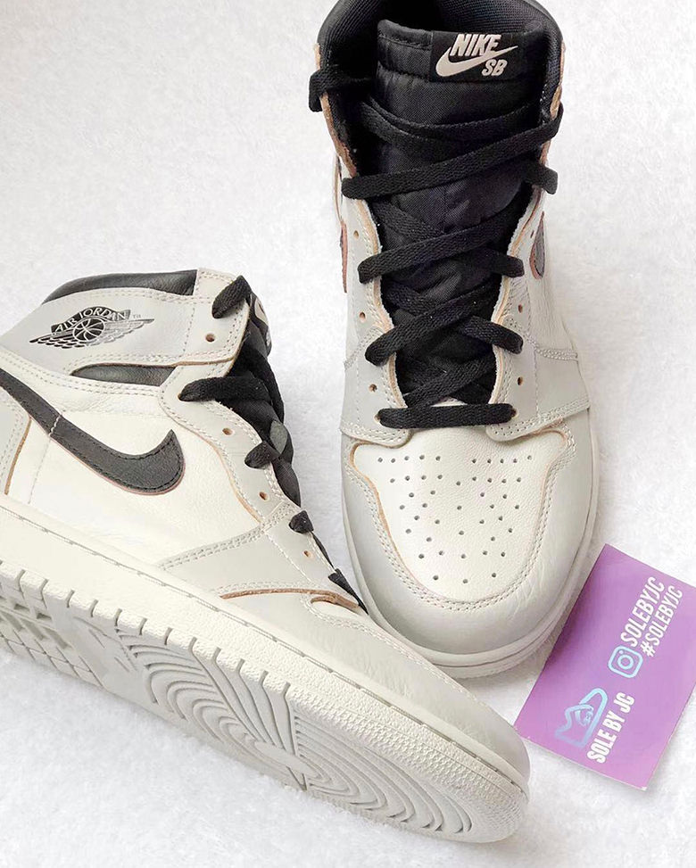 Another Look at the Nike SB x Air Jordan 1 Light Bone Black Nice Kicks