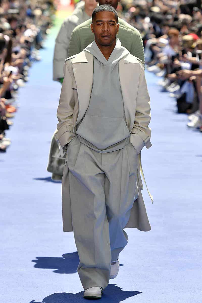 Kid Cudi walking in Virgil Abloh's SS19 Louis Vuitton show.