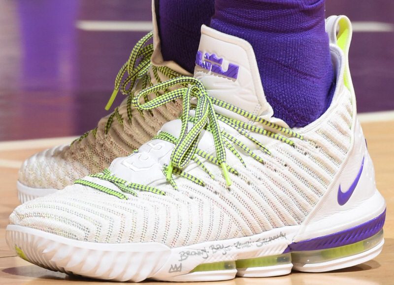 white and purple lebron 16